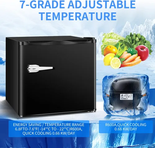 Vista 6 de Antarctic Star Mini congelador vertical -1.2 pies cúbicos Congelador compacto con estantes extraíbles y termostato ajustable, para el hogar, la Negro