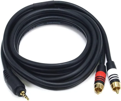 Vista 6 de Cable de audio Monoprice - 1.5 pies - Negro Premium estéreo macho a 2RCA macho 22AWG, chapado en oro