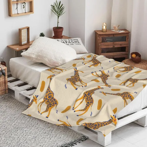 Vista 4 de Manta de jirafa, regalo para niñas y mujeres, manta de franela suave y acogedora para sofá, decoración de jirafa, 50 x 40 pulgadas