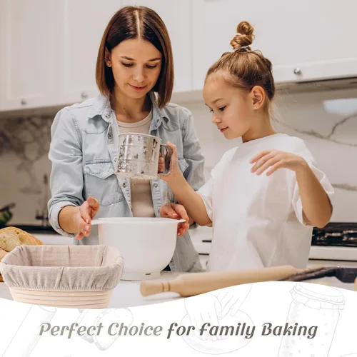 Vista 7 de Joyyy Cestas a prueba de pan de masa madre con forro, cuenco de masa para hacer pan y hornear, cuadrado, 8.5 pulgadas