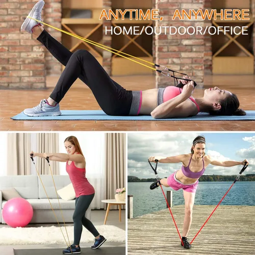 Vista 5 de Resistance Bands Set, Himaly Exercise Bands Strength Training Fitness Bands Workout Elastic Bands with Legs Ankle Straps, Door Anchor, Handles &
