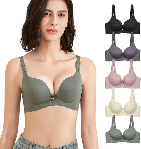 Vista 2 de Paquete de 5 cómodos brasiers, sin varilla, sin costuras, para mujer