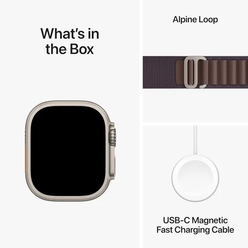 Vista 6 de Apple Watch Ultra 2 [GPS + Celular 49mm] Reloj inteligente con caja de titanio resistente y correa Alpine Loop Indigo Media. Rastreador de fitness