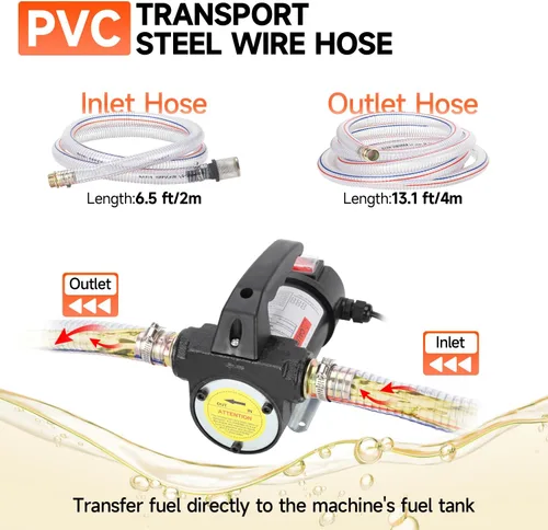 Vista 3 de Kit de bomba de transferencia de combustible diésel de 12 V, bomba autocebante eléctrica con boquilla de apagado automático y manguera para diésel