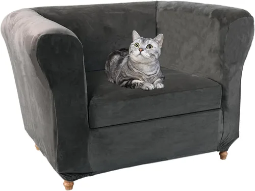 Vista 87 de Chesterfield - Funda elástica para sofá, funda de terciopelo lavable, protector de muebles para sofá curvado ajustado