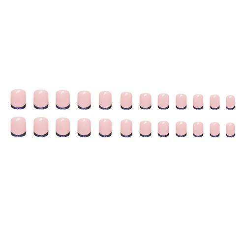 Vista 96 de Uñas postizas cuadradas cortas a presión, uñas postizas azules de cobertura completa con diseños de remolinos, uñas acrílicas brillantes de línea