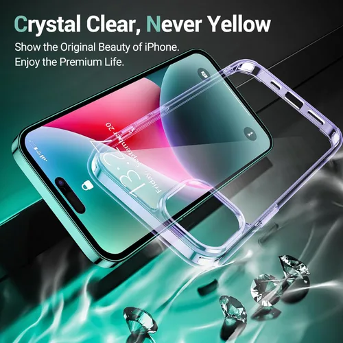 Vista 2 de Temdan Funda diseñada para iPhone 15 Plus de 6.7 pulgadas, transparente, no amarillea, ultrafina, protección contra caídas de grado militar, a