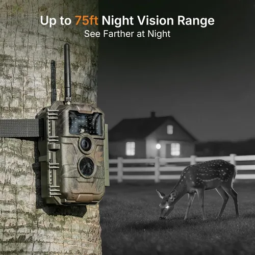 Vista 4 de GardePro Cámara E6 WiFi Trail (no celular), WiFi estable con antena externa, visualización de aplicaciones en el sitio, 64MP 1296P HD, visión