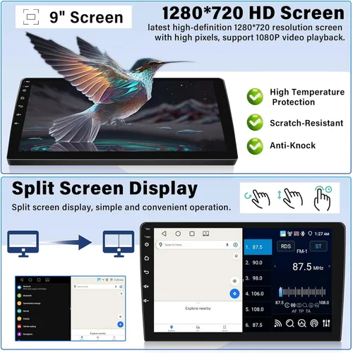 Vista 8 de 4 GB+64 GB Android 13 Estéreo para coche Honda Accord 8th 2008-2013 con Carplay inalámbrico Android Auto, 10.1 pulgadas HD pantalla táctil Bluetooth