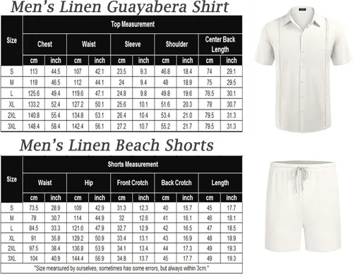 Vista 6 de COOFANDY Conjunto de 2 piezas de lino para hombre camisa con botones y pantalones cortos
