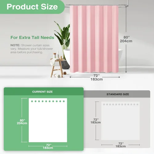 Vista 713 de Cortina de ducha de tela Dynamene verde oscuro - Cortinas de baño de tela de nido de abeja texturizadas resistentes, juego de cortinas de baño