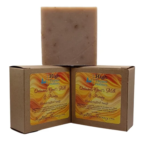 Vista 6 de Jabón hecho a mano de avena, leche de cabra y miel - Jabón exfoliante de leche de cabra - Remedio para la piel seca Jabón de leche de cabra - Jabón