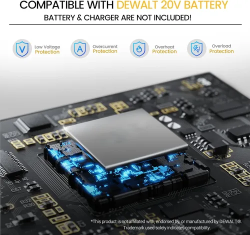 Vista 8 de Pistola de pegamento caliente inalámbrica de 100 W, compatible con batería DeWalt de 20 V MAX (solo herramienta), pistola de pegamento de energía