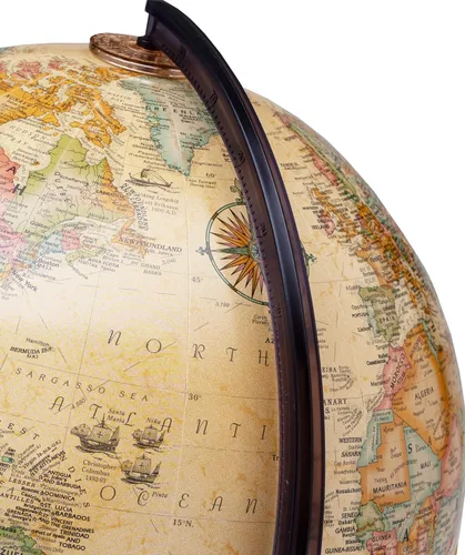 Vista 4 de Replogle World Classic Globe fácil de montar, globo mundial de escritorio de 12 pulgadas para decoración de escritorio del hogar u oficina, alivio