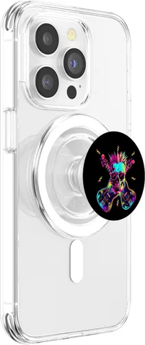 Vista 4 de Streetwear Synthwave 80s 90s skull rock music bass guitar PopSockets PopGrip for MagSafe