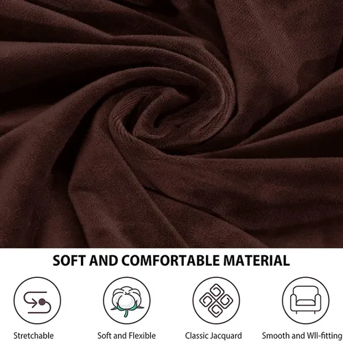 Vista 3 de Funda de terciopelo para silla de oficina con fundas para brazos, fundas elásticas universales para sillas giratorias para juegos (M, marrón)
