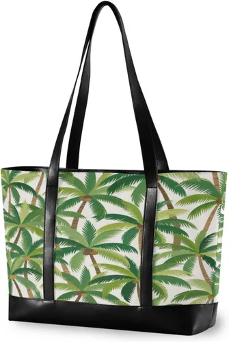 Summer Cartoon Coconut Tree fashion laptop tote bag for women with zipper computer tote bags for women for Travel Essentials Beach Gifts Birthday