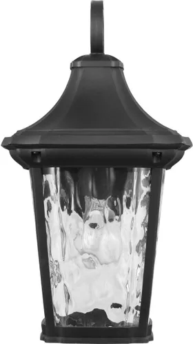 Vista 6 de Progress Lighting Marquette Collection - Farol tradicional de pared mediana para exteriores, cristal transparente, con textura de color negro