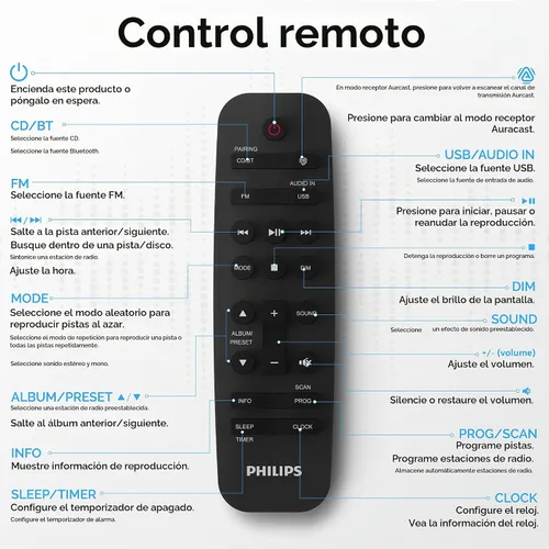 Vista 12 de Philips Sistema estéreo Bluetooth para el hogar con reproductor de CD para el hogar, transmisión inalámbrica, MP3, USB, entrada de audio, radio FM