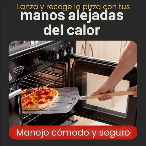 Vista 5 de Hans Grill - Pala de madera de bambú para pizza, paleta de 12 pulgadas para horno Marrón
