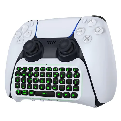 Vista 12 de MoKo Keyboard for PS5 Controller with Green Backlight, Bluetooth Wireless Mini Keypad Chatpad for PlayStation 5, Built-in Speaker & 3.5mm Audio Jack