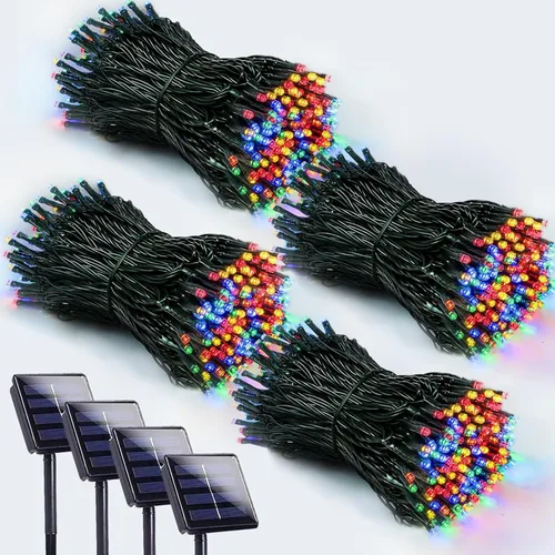 Vista 17 de 4th of July Decorations, Solar American Flag Lights Outdoor with 8 Modes, 18.8FT 25 USA Flags & 50 Red White and Blue LEDs Patriotic String Lights