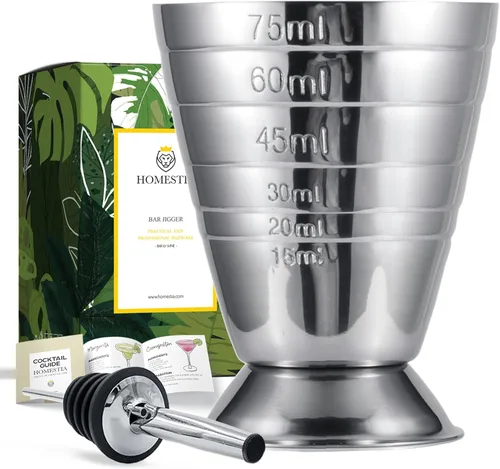 Vista 10 de Homestia Vaso medidor, 2.5 oz de acero inoxidable para vaso de chupito de espresso líquido o seco, jiggers medidos con 1 barra vertedora