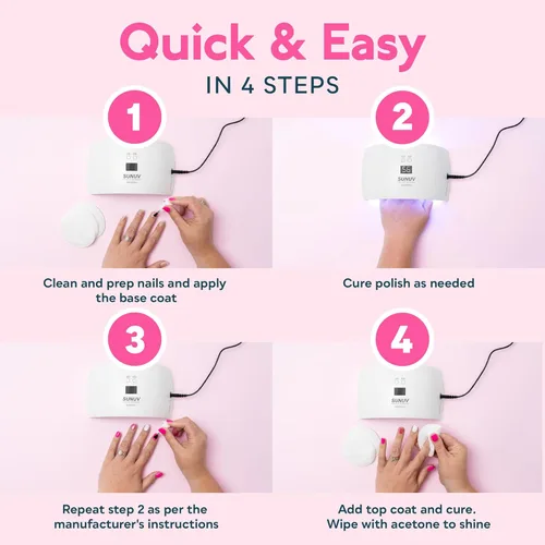 Vista 8 de SUNUV Lámpara UV para uñas, secador para esmalte de gel con sensor, 2 temporizadores y pantalla, SUN9X Plus, lámpara de uñas UV rosa