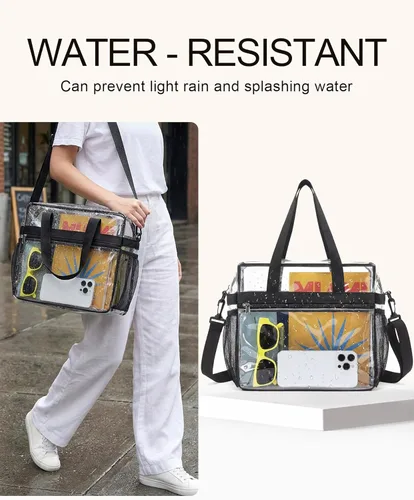 Vista 5 de Lyingflat Bolsa transparente para eventos de estadio - 12x6x12, bolsa de deporte transparente con correas reforzadas para el hombro