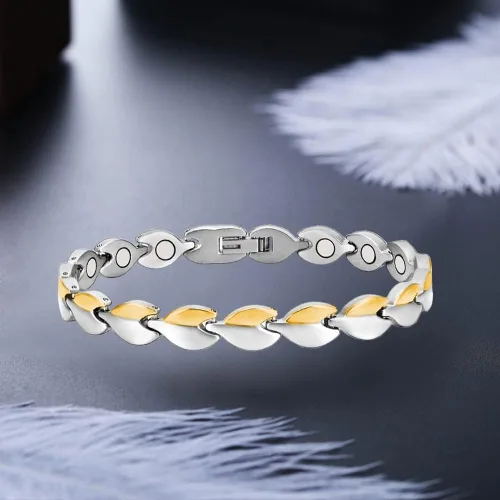 Vista 2 de Tobilleras magnéticas para mujer, tobillera magnética de plata de titanio puro, joyería magnética de moda (0029SW), Titanio
