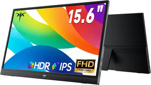 KTC Portable Monitor 15.6 Inch, FHD 1080P Travel Laptop Monitor Extender with USB-C HDMI, Ultra-Slim IPS HDR Display with Speakers, Second Monitor
