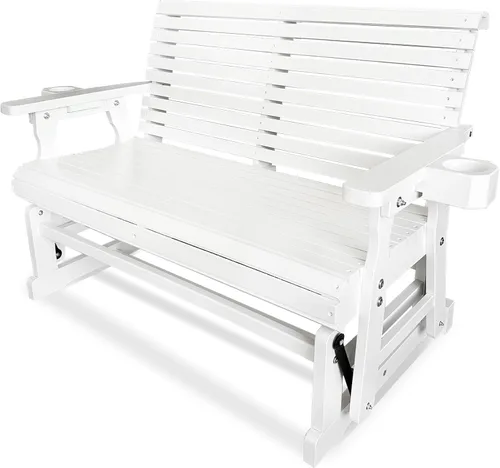 Vista 13 de Hamaca de patio Fortune Candy con portavasos, alta parte posterior enrollada y asiento perfilado profundo, resistente de 800 libras (Negro, 2 plazas)