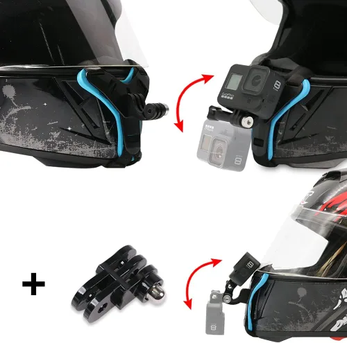 Vista 5 de SUREWO Soporte de correa de barbilla para casco de motocicleta para GoPro Hero 12/11/10/9/8/7/(2018)/6/5 Negro, DJI Osmo Action 3/2, Insta360 ONE R