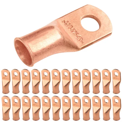 Vista 53 de SELTERM - 5 terminales de anillo resistentes para cable de batería, calibre 1/0 AWG, pernos de 1/2 pulgadas, terminales de calibre 0, ojales
