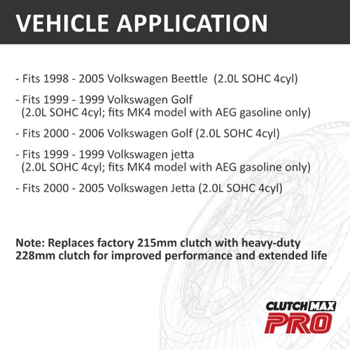 Vista 2 de ClutchMax PRO Performance Stage 2 Kit de embrague con volante Chromoly compatible con VW Volkswagen Beetle Golf Jetta 2.0L AEG BEV