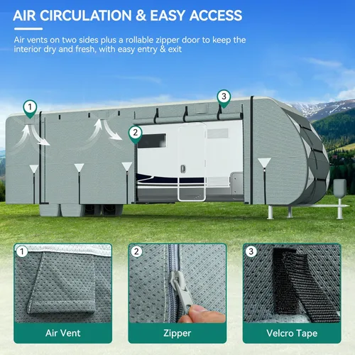 Vista 4 de YITAHOME Cubierta de remolque de viaje de 24 a 27 pies, súper gruesa, impermeable, resistente al viento, anti-UV, antidesgarros, cubierta de cámper