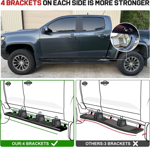 Vista 9 de COMNOVA - Estribos y barras de escalón de 6 pulgadas compatibles con Chevy Silverado 1500 2019-2025, SilveradoSierra 2500HD 3500HD 2019-2025, un par