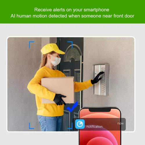 Vista 6 de Timbre de puerta con cámara inalámbrica 1080P, timbre de video con timbre, almacenamiento en la nube, visión nocturna, detección de movimiento