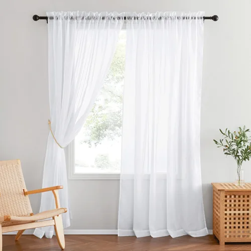 NICETOWN Cortina de puerta de patio para puerta corrediza, con bolsillo para barra, elegante panel aireado y ligero para sala de estar/dormitorio (1