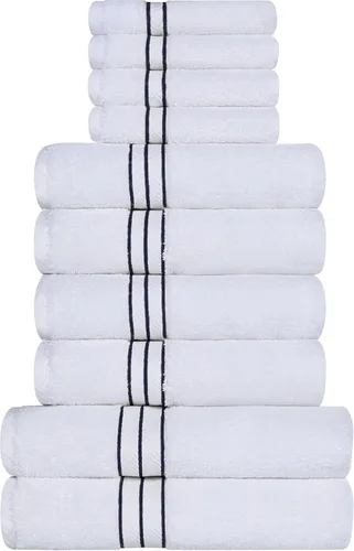 Vista 102 de Superior Juego de toallas de algodón turco ultra afelpadas de 10 piezas, ideal para baño principal, baño de invitados, secado rápido, ducha, spa