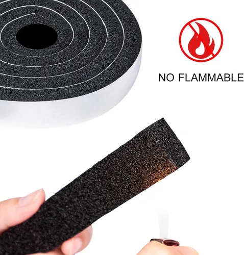 Vista 3 de TORRAMI Burlete de espuma de máxima compresión 1 pulgada de ancho X 1/2 pulgada de espesor, cinta adhesiva para insonorización y aislamiento, total