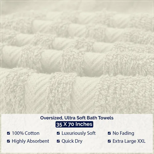 Vista 35 de DAN RIVER Paquete de 2 sábanas de baño de lujo 35x70, 600 GSM, toallas de 100% algodón hilado en anillo suaves y de secado rápido, ideales para Beige