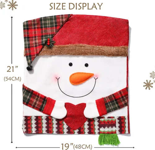 Vista 4 de 6 fundas protectoras para silla de comedor extraíbles, decoración navideña para el hogar, comedor, cocina, fiesta, muñeco de nieve