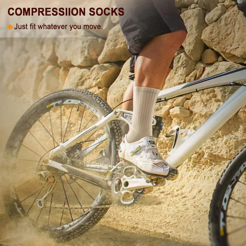 Vista 6 de KEMISANT - Calcetines deportivos para hombre, 6 pares, de compresión para correr, para hombre, con suela acolchada completa