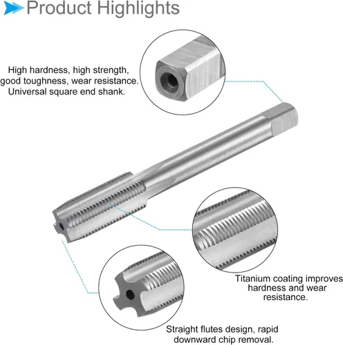 Vista 4 de Machos de fresado de rosca, rosca métrica M11 x 1, máquina 4 flautas rectas roscado de tornillo de mano izquierda