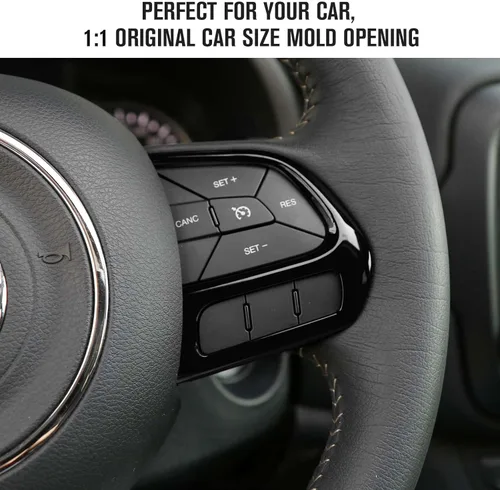 Vista 3 de 3 unidades de accesorios interiores para tapa de volante de coche para Jeep Renegade 2015-2023 para Jeep Compass 2017-2020 (negro)
