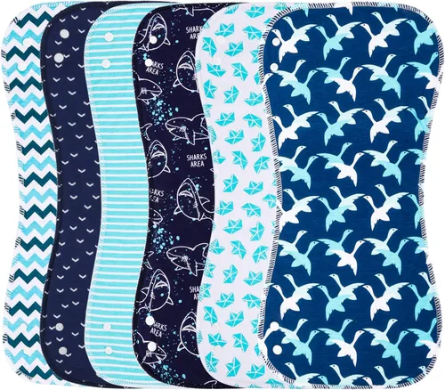 Vista 15 de Baberos y paños para eructos 2 en 1 - Pack de 6 unidades grandes, súper absorbentes, paños de algodón suaves para eructos de 3 capas para niños
