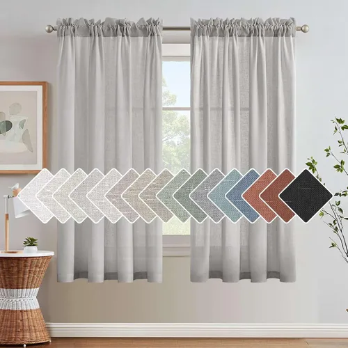 Vista 55 de H.VERSAILTEX Cortinas texturizadas de lino con filtro de luz para sala de estar, tratamiento de ventanas, cortinas naturales y duraderas
