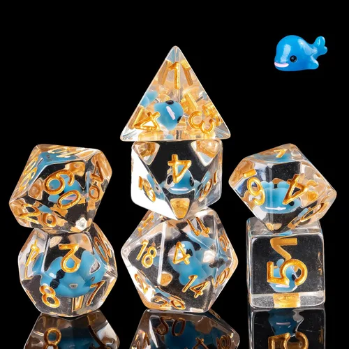 Vista 29 de Cusdie Dados DND de 7 Dados, Juego de Dados Poliédricos Rellenos con Animal, para Juego de Rol D&D Dados (Águila)