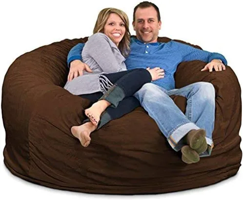 Vista 10 de ULTIMATE SACK 6000 Silla Puf de 6 Pies, Funda de Gamuza Gris – Tumbona de Espuma de Gran Tamaño, Asiento de Suelo, Sofá Pequeño, o Sofá Cama